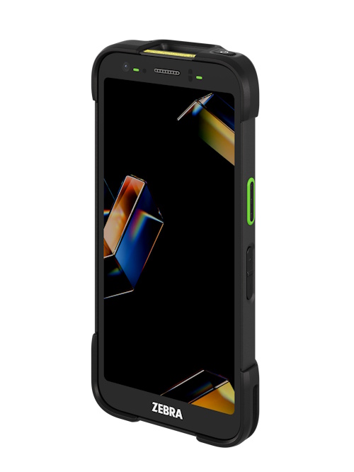 Zebra TC701 h&aring;ndterminal sett skr&aring;tt forfra med skannerknapp og robust konstruksjon