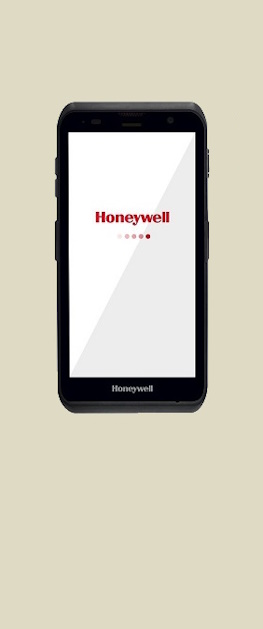 En Honeywell ScanPal EDA52 robust håndterminal vist forfra med en hvit skjerm og den røde Honeywell logoen.